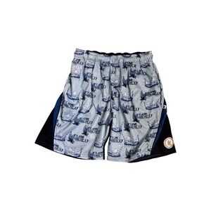 Flow‎ Society Boys Youth Large Lacrosse Shorts Blue Black Splash Mesh Graphic L